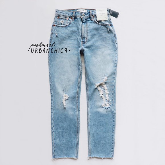ABERCROMBIE High Rise Mom Jean Light Ripped 28 - Picture 6 of 15